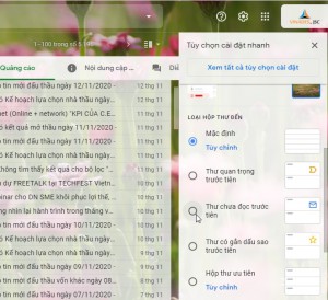 Hình 7: Cài đặt loại hộp thư đến trong Gmail