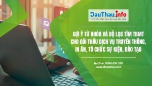 Gợi ý từ khóa và bộ lọc tìm thông báo mời thầu cho gói thầu dịch vụ truyền thông, in ấn, tổ chức sự kiện, đào tạo