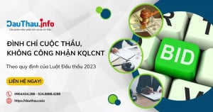 Đình chỉ cuộc thầu, không công nhận kết quả lựa chọn nhà thầu theo quy định của Luật Đấu thầu 2023