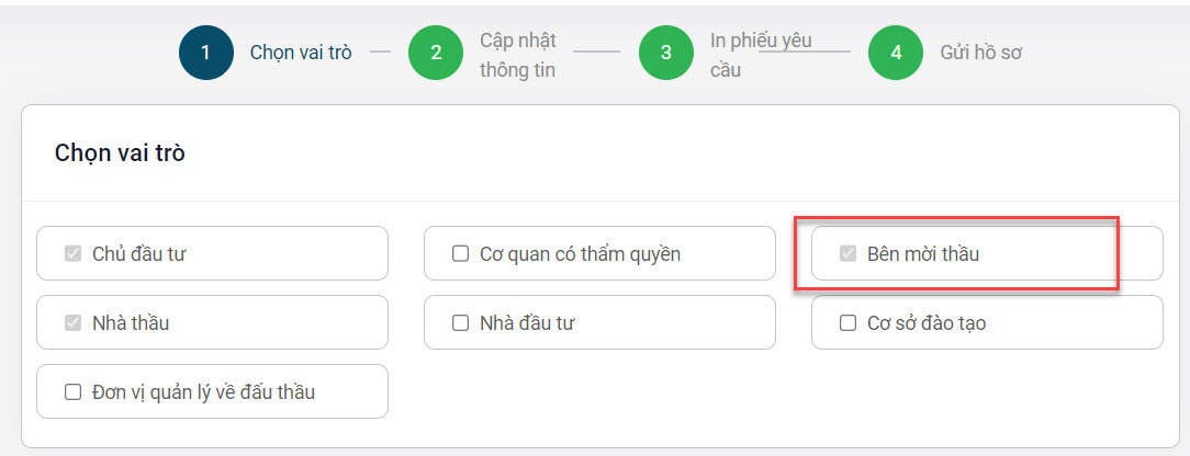 cập nhật vai trò