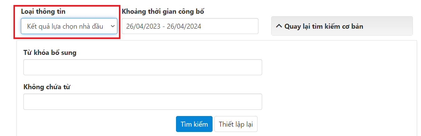 Kết quả lựa chọn nhà đầu tư