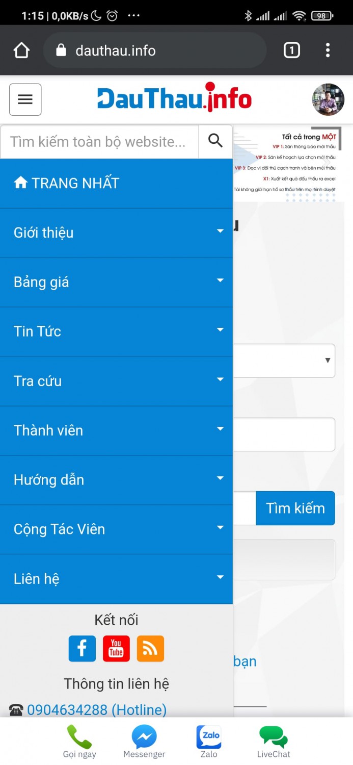 Giao diện mobile