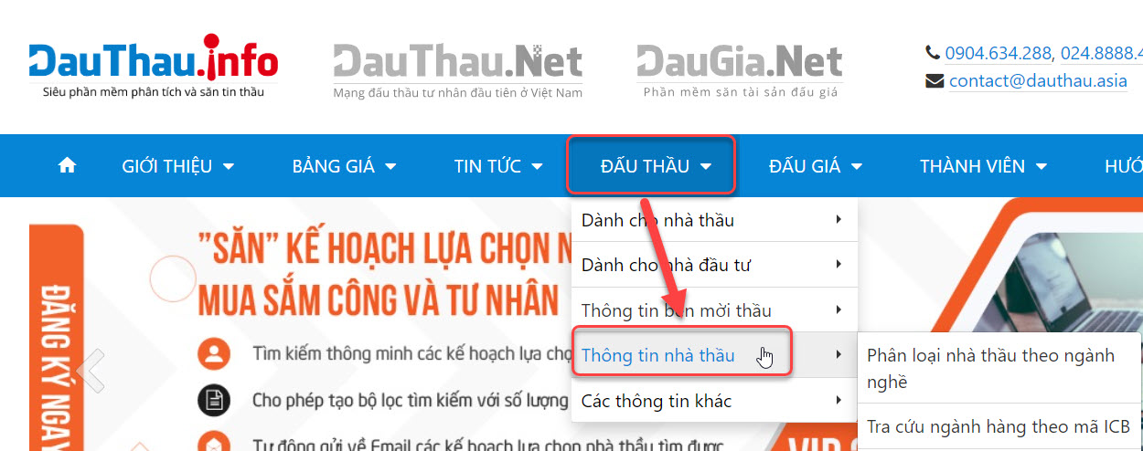 thông tin nhà thầu