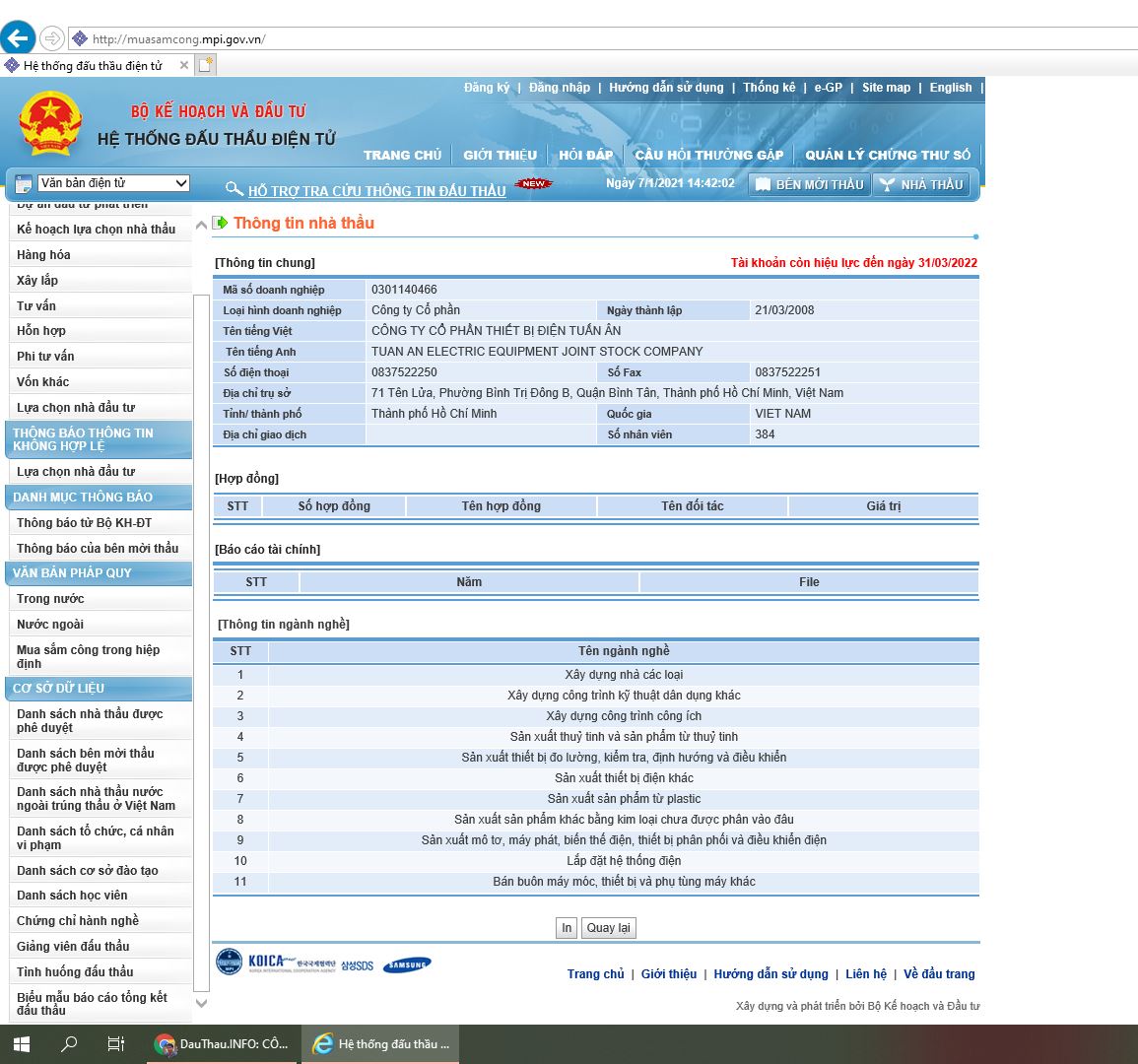 Muasamcong - Sử dụng Internet Explorer xem thông tin nhà thầu