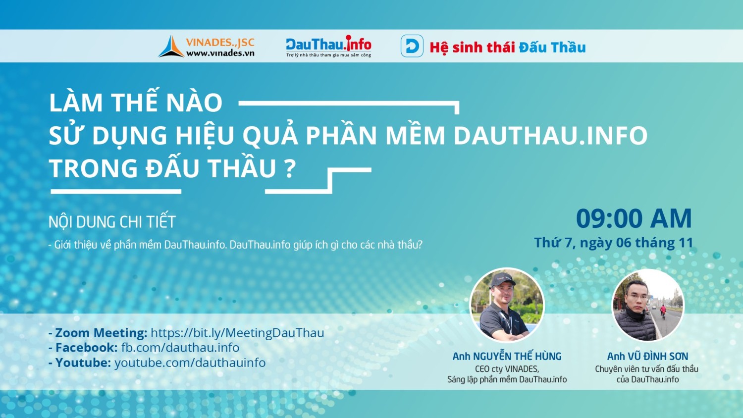 Đăng ký tham gia meeting trực tuyến với chủ đề “Làm thế nào sử dụng hiệu quả phần mềm DauThau.info trong đấu thầu?"