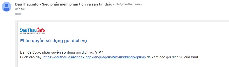 email thông báo phân quyền thành công