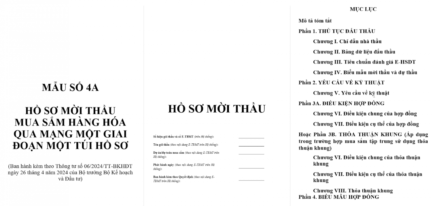 Mẫu 4A đấu thầu theo Thông tư 06 2024 TT BKHĐT