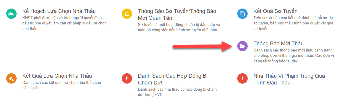 Các loại thông tin về đấu thầu