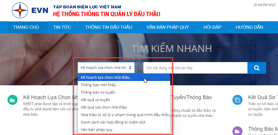 Tính năng tìm kiếm nhanh