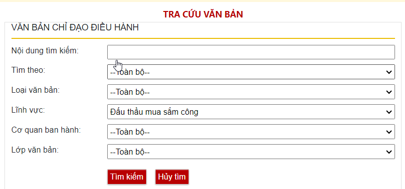 Hình 6 Tính năng tra cứu văn bản đấu thầu