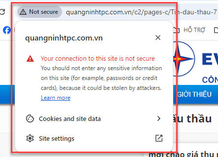 Website có kết nối không an toàn