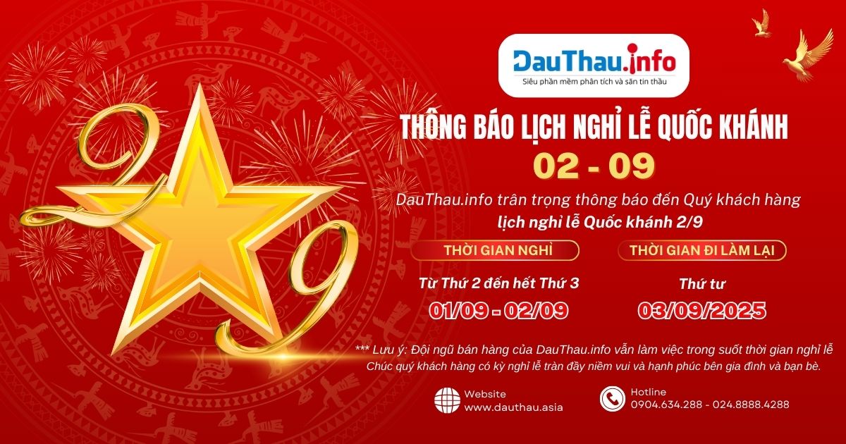 DauThau.info thông báo lịch làm việc lễ Quốc khánh 02/09/2025