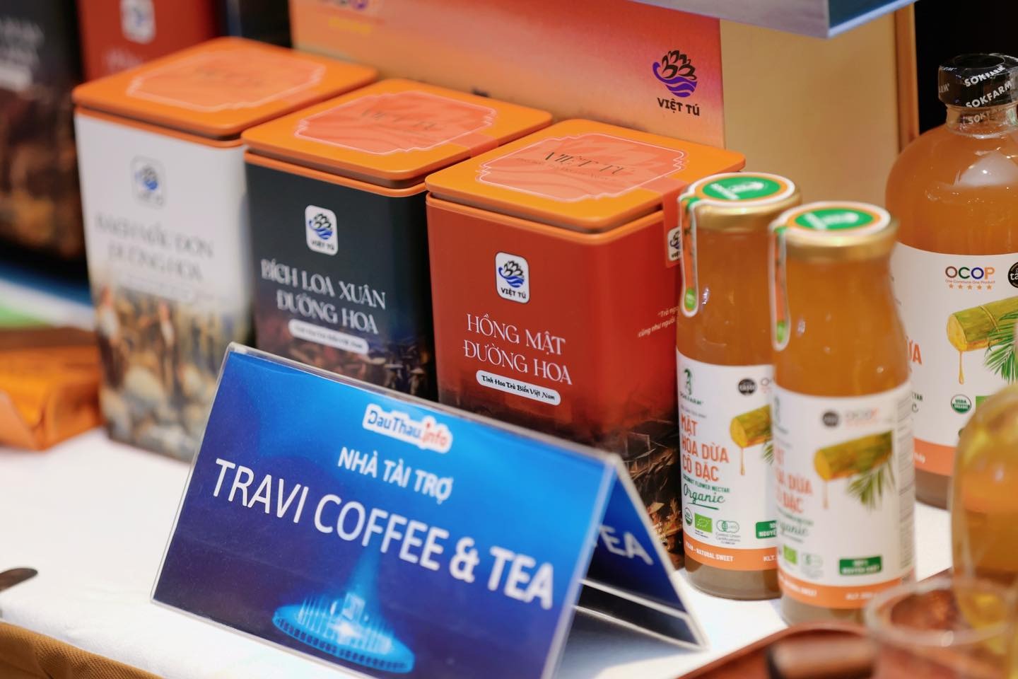 Các sản phẩm trưng bày của TRAVI Coffee & Tea tại Hội thảo