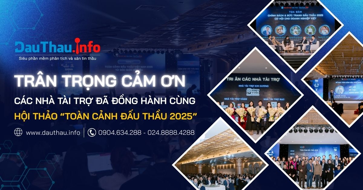 Cảm ơn các Nhà tài trợ đã góp phần làm nên thành công của Hội thảo Toàn cảnh đấu thầu 2025