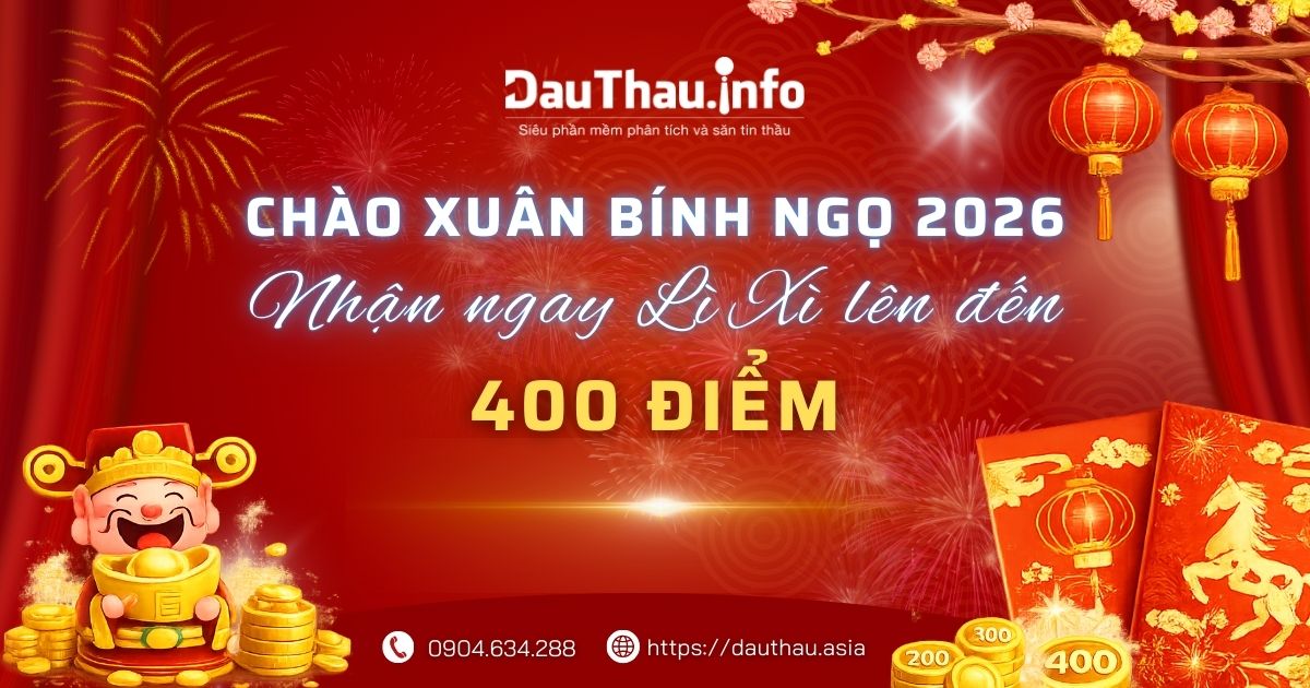 Lì xì đầu xuân 2026, nhận ngay ưu đãi lên đến 400 điểm từ DauThau.info